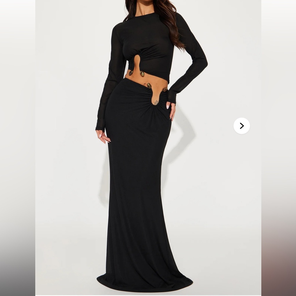 Stepping Out Mesh Skirt Set - Black